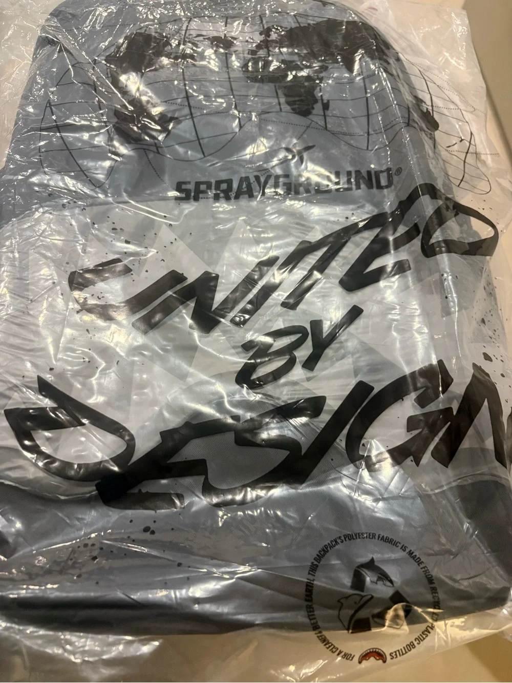 Sprayground Black Shark-Mouth Backpack with Gray Graphic